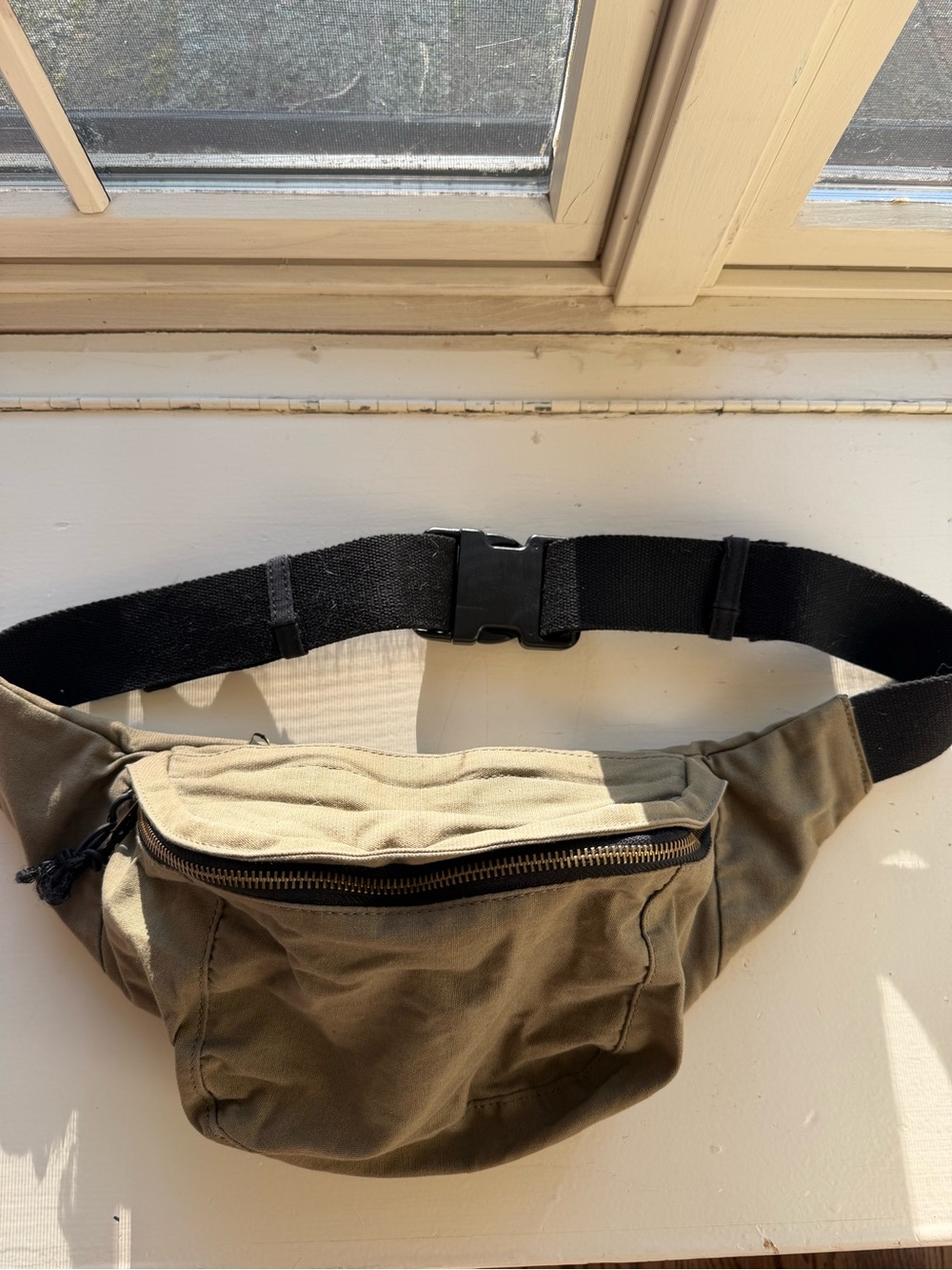 BDG Men's Canvas Waist Bag in Olive Green
